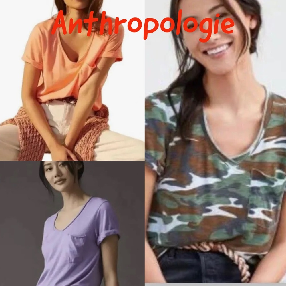 Clearance 🚨6 piece Bundle Anthropologie T.la NWT Pocket V Neck T-Shirts - Picture 1 of 6